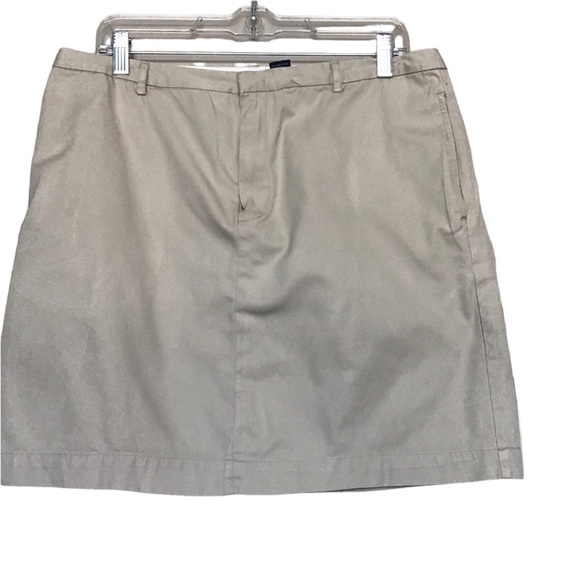 Gap skirt size 14 khaki 100% cotton front zip & hook closure - Picture 1 of 8
